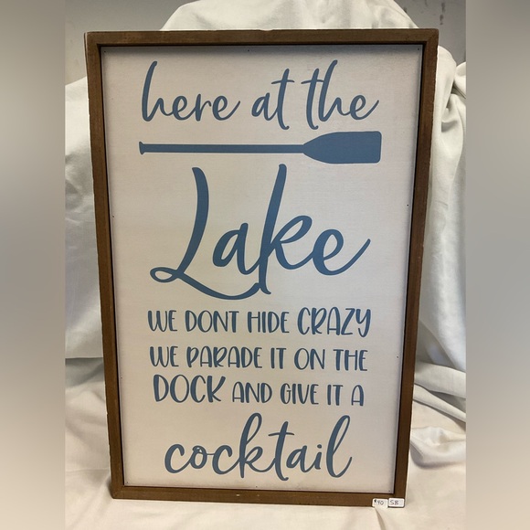Driftless Studios - Here At The Lake We Don't Hide Crazy Wood Lake Signs 12X18 - Picture 2 of 3